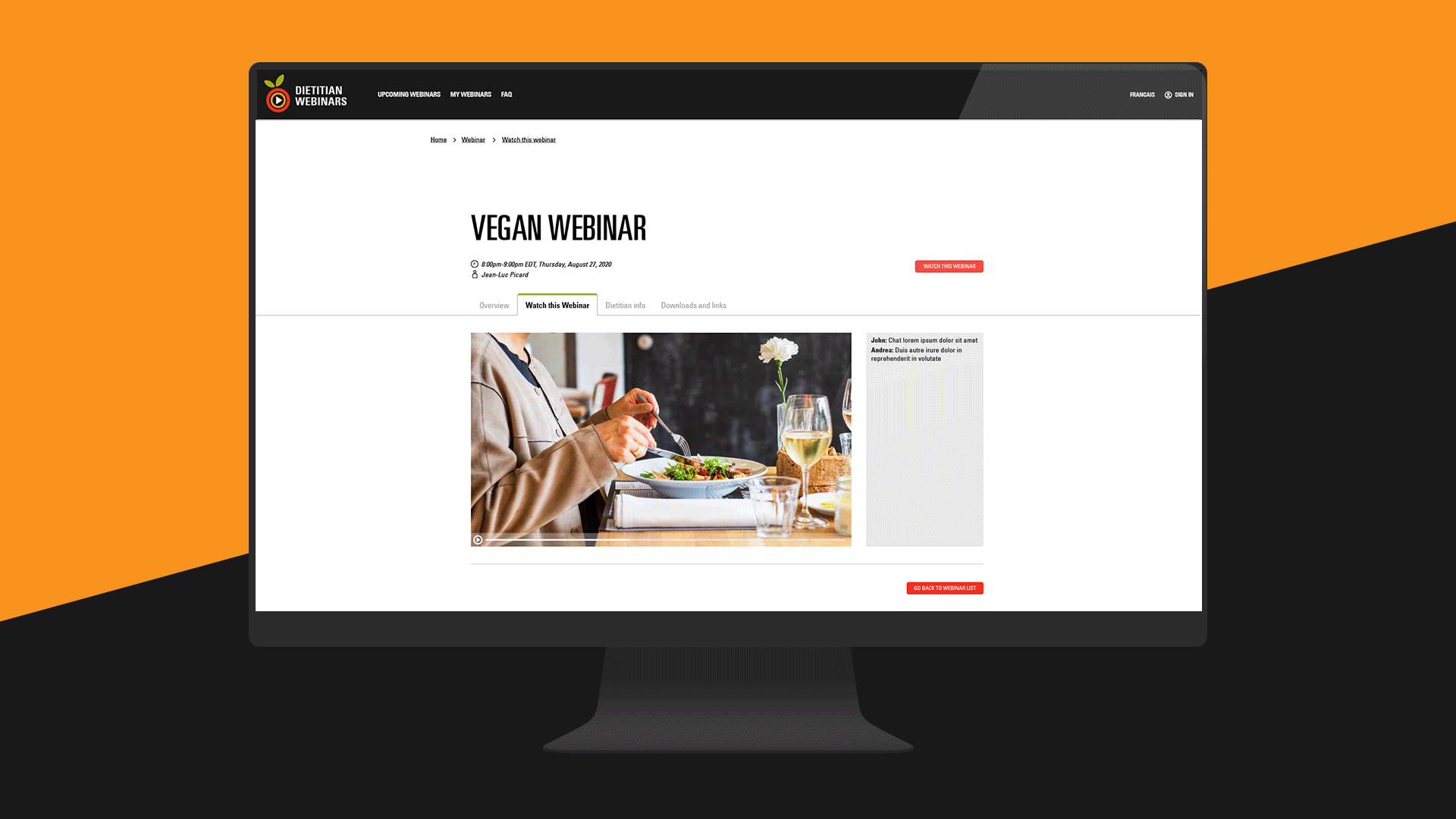 Dietitian Webinars, a custom built self-serve webinar portal