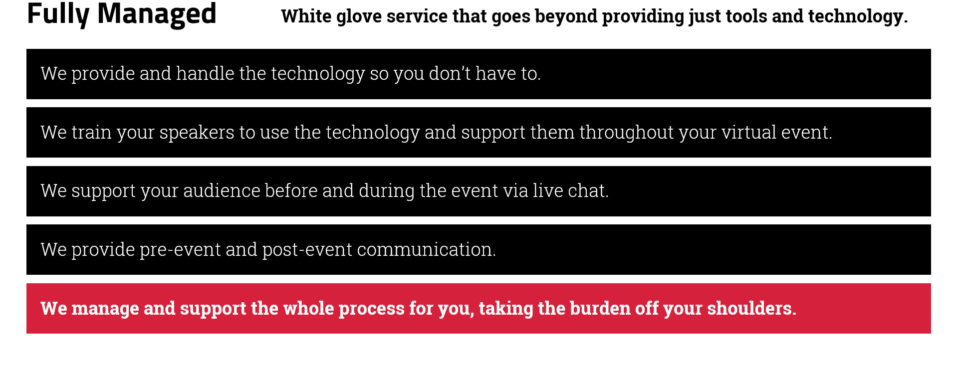 Virtual Event Services with a Difference